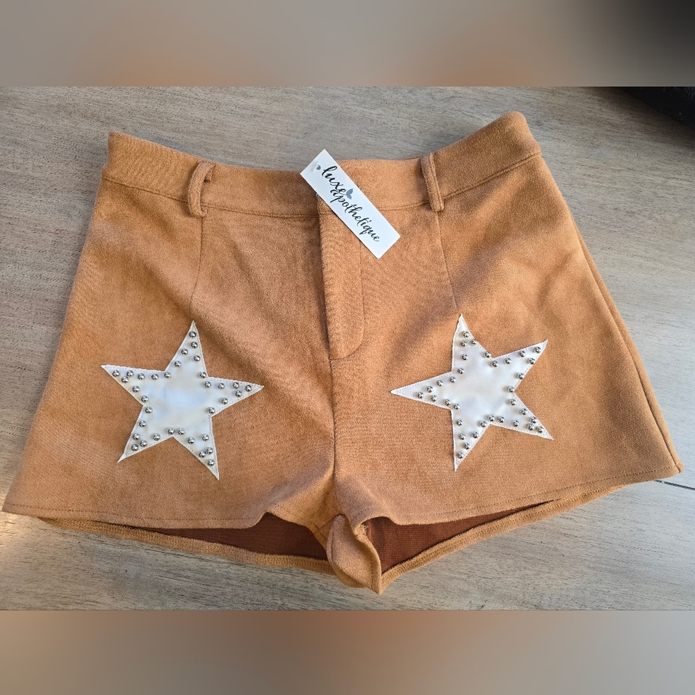 Tan Star-Embellished Women's Shorts